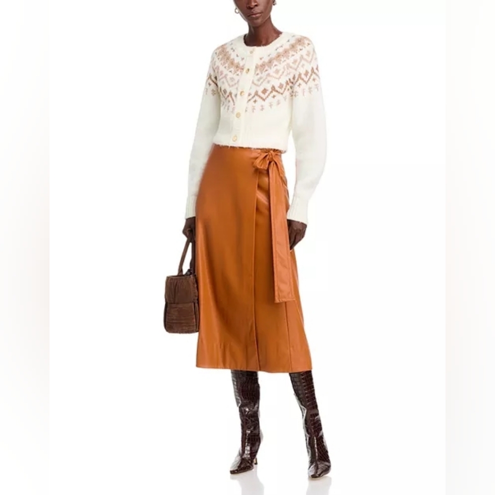 TOCCIN Beatrice Faux Leather Wrap Skirt Size 6 NWT